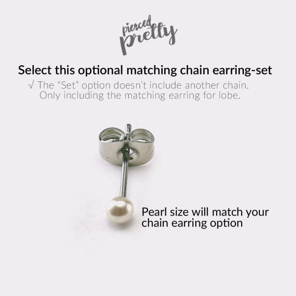 16g 20g Pearl helix to lobe chain earring, dangle chain earring, helix earring, ear cartilage piercing chain jewelry, 316l surgical steel - Image 5