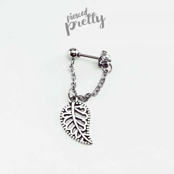 16g 20g Leaf conch chain earring, conch hoop earring, helix earring, ear cartilage chain dangle earring jewelry, 304 Stainless Steel, Sold individually - Image 4