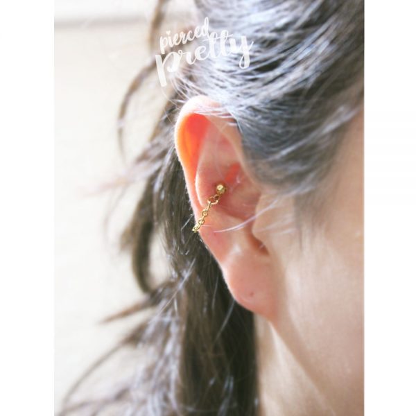 16g Conch chain earring, Rose gold conch hoop earring, helix earring, ear cartilage chain dangle earring jewelry, 316l Surgical steel, Sold individually - Image 4
