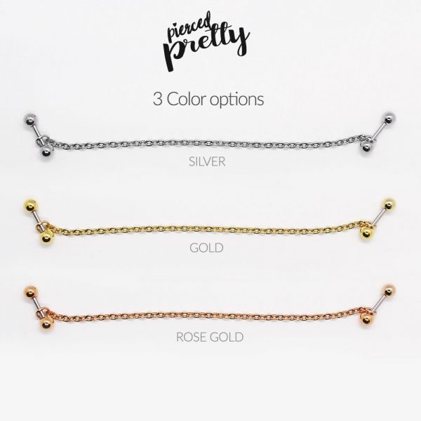 16g 14g Two hole helix to lobe chain earring, Conch ear cartilage chain jewelry, 316l Stainless Steel, Sold individually - Image 4