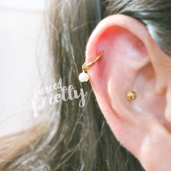 16g 18g Pearl hinged hoop earring, Tragus Helix Conch cartilage earring jewelry, 6 8 10 12mm hoop, 316l surgical steel, Sold individually