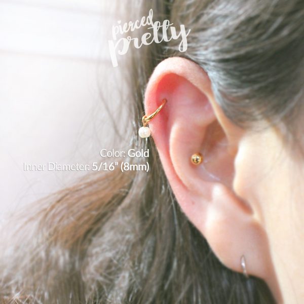 16g 18g Pearl hinged hoop earring, Tragus Helix Conch cartilage earring jewelry, 6 8 10 12mm hoop, 316l surgical steel, Sold individually - Image 6