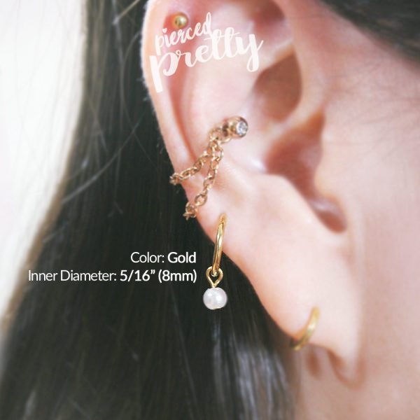 16g 18g Pearl hinged hoop earring, Tragus Helix Conch cartilage earring jewelry, 6 8 10 12mm hoop, 316l surgical steel, Sold individually - Image 5