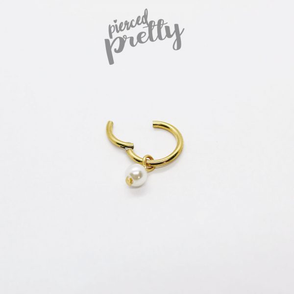 16g 18g Pearl hinged hoop earring, Tragus Helix Conch cartilage earring jewelry, 6 8 10 12mm hoop, 316l surgical steel, Sold individually - Image 3