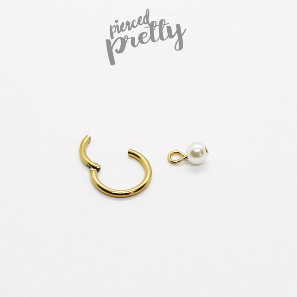 16g 18g Pearl hinged hoop earring, Tragus Helix Conch cartilage earring jewelry, 6 8 10 12mm hoop, 316l surgical steel, Sold individually - Image 4