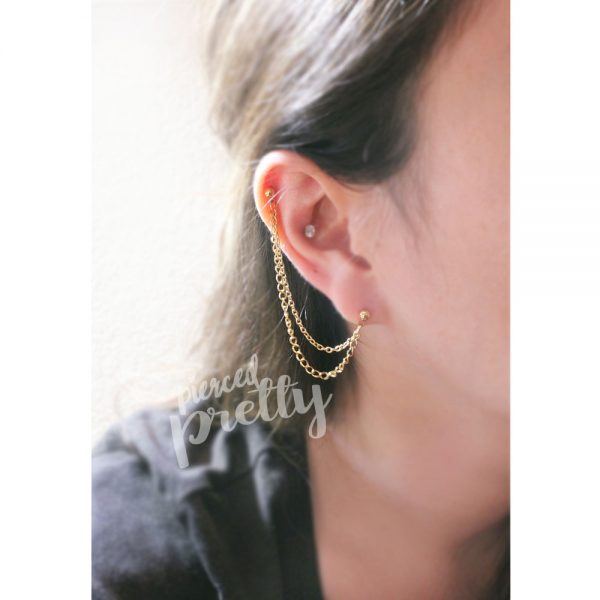 20g 16g helix to lobe chain earring, Rose gold chain earring, helix chain earring, Ear cartilage piercing chain jewelry, 304 / 316l stainless steel/ set optional - Image 8