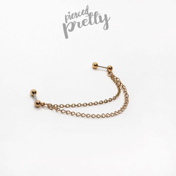 20g 16g helix to lobe chain earring, Rose gold chain earring, helix chain earring, Ear cartilage piercing chain jewelry, 304 / 316l stainless steel/ set optional - Image 4