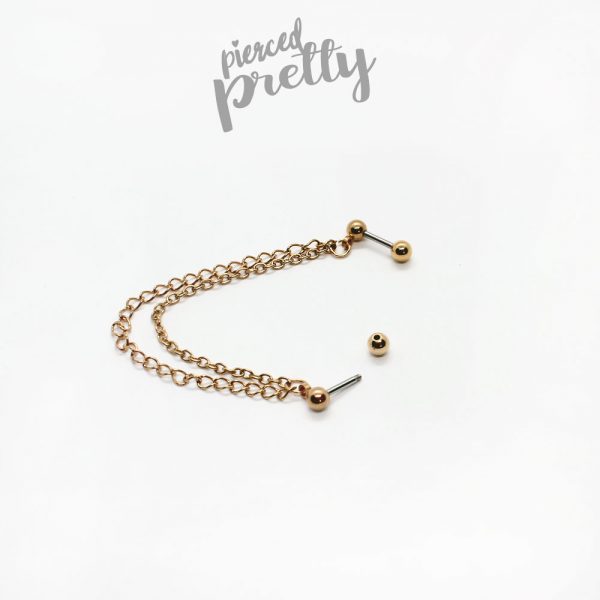20g 16g helix to lobe chain earring, Rose gold chain earring, helix chain earring, Ear cartilage piercing chain jewelry, 304 / 316l stainless steel/ set optional - Image 6