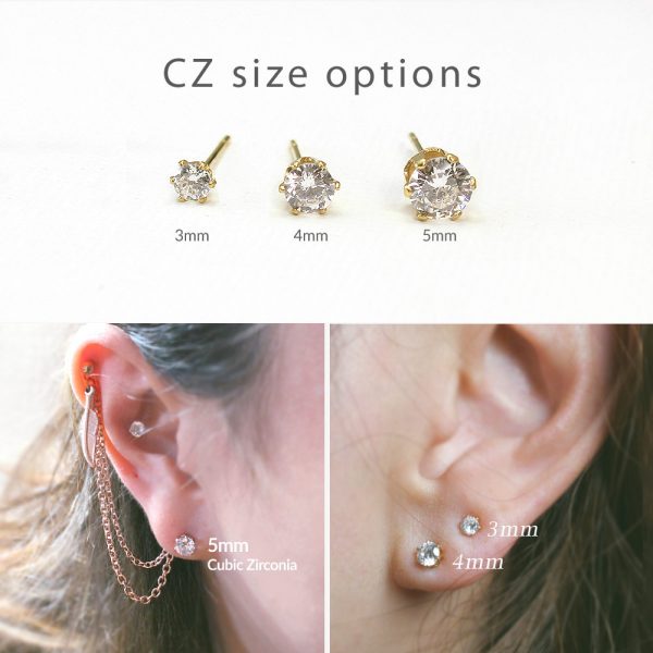 20g 16g Helix to lobe feather & CZ stud chain earring, helix double chain earring, ear cartilage chain jewelry, 304 / 316l Stainless Steel - Image 4