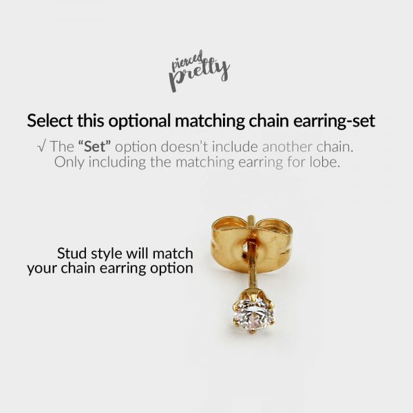 20g 16g Helix to lobe feather & CZ stud chain earring, helix double chain earring, ear cartilage chain jewelry, 304 / 316l Stainless Steel - Image 6