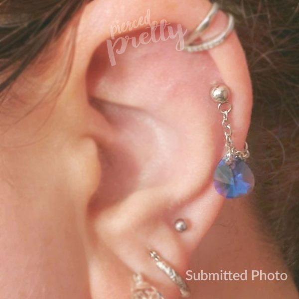 Handmade 20g 16g Teardrop crystal conch chain earring, conch hoop earring, helix earring, ear cartilage chain dangle earring jewelry, 1pc - Image 12