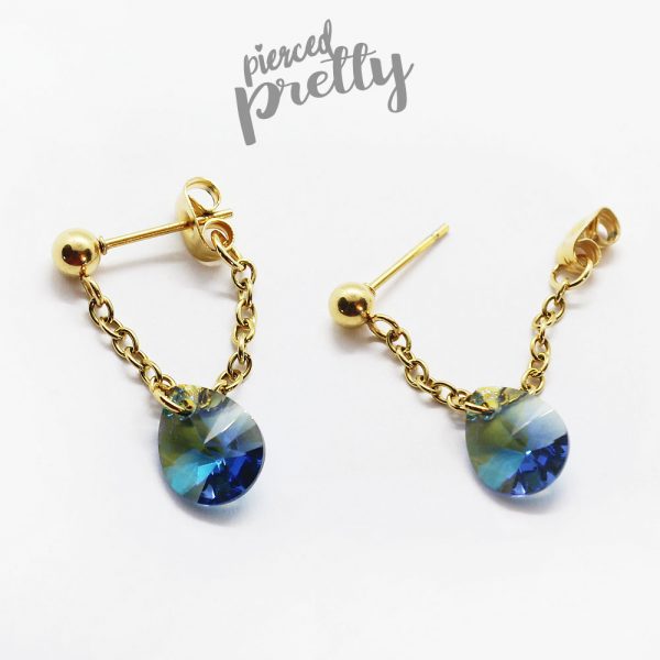 Handmade 20g 16g Teardrop crystal conch chain earring, conch hoop earring, helix earring, ear cartilage chain dangle earring jewelry, 1pc - Image 6