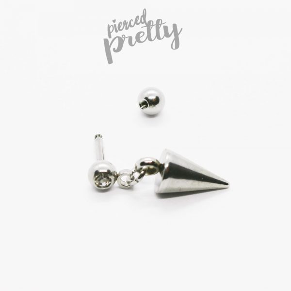20g, 16g Kpop style cone dangle tragus labret earring, Tragus ear stud labret, 316l surgical steel, Men cartilage earring tragus helix / labret bar(optional), Sold as piece - Image 6