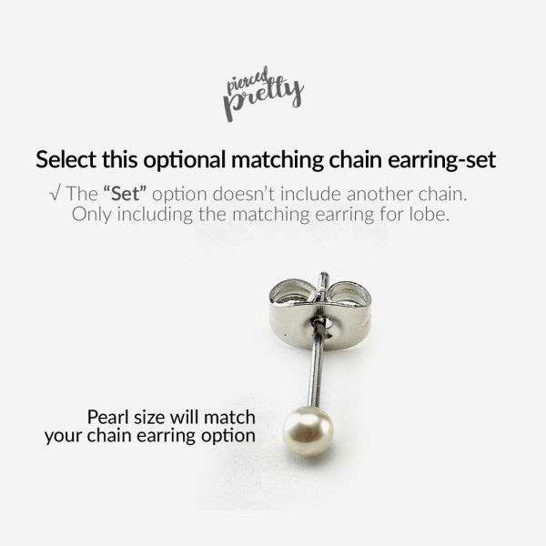 20g 16g Helix to lobe feather & Pearl chain earring, helix double chain earring, ear cartilage chain jewelry, 304 / 316l Stainless Steel - Image 6
