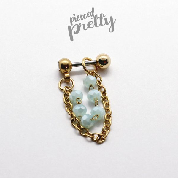 Handmade 20g 16g Opal crystal conch double chain earring, conch hoop earring, helix earring, ear cartilage chain dangle earring jewelry, 316l surgical steel, Sold individually - Image 4