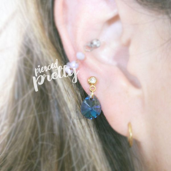 20g, 16g Teardrop dangle cartilage ear stud, Tragus ear stud labret, 316l surgical steel, Helix Cartilage earring, Labret bar(optional), 1pc