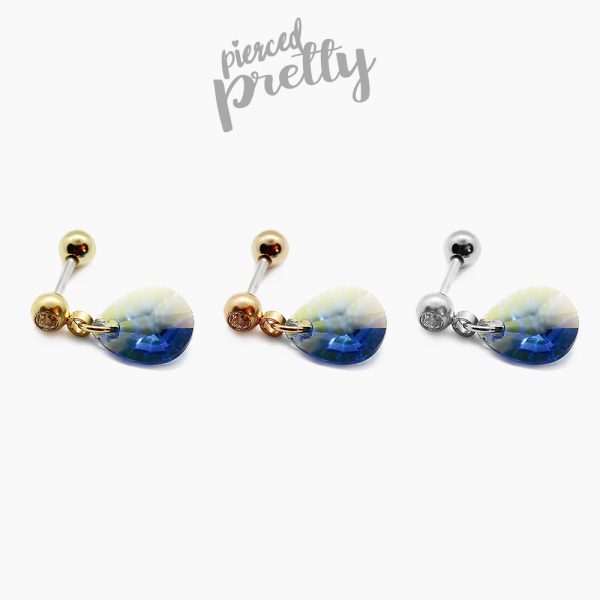 20g, 16g Teardrop dangle cartilage ear stud, Tragus ear stud labret, 316l surgical steel, Helix Cartilage earring, Labret bar(optional), 1pc - Image 2