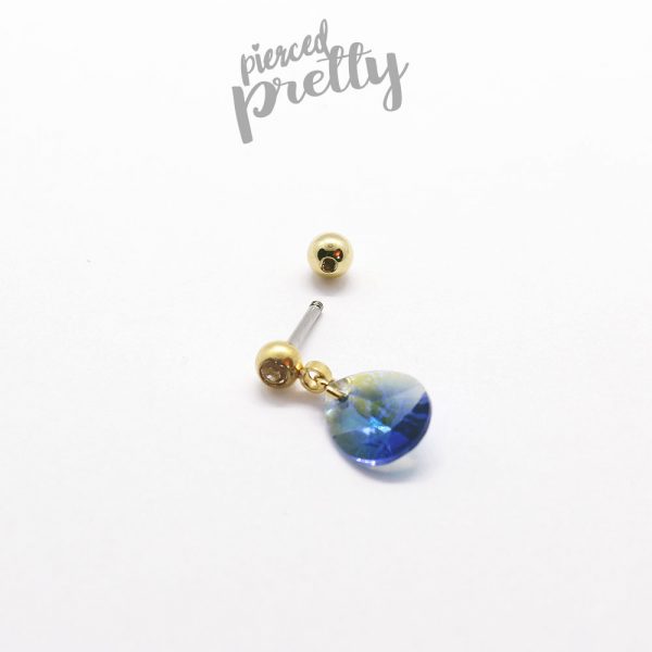 20g, 16g Teardrop dangle cartilage ear stud, Tragus ear stud labret, 316l surgical steel, Helix Cartilage earring, Labret bar(optional), 1pc - Image 6