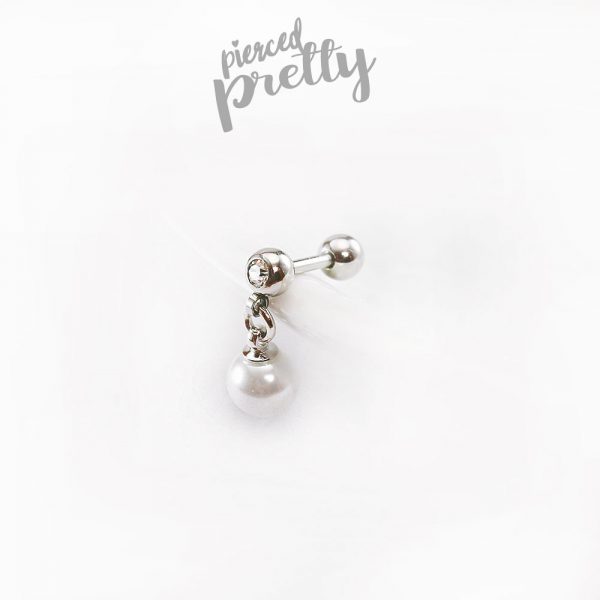 20g, 16g Pearl dangle cartilage ear stud, Tragus ear stud labret, 316l surgical steel, Cartilage earring tragus helix, Labret bar(optional), 1pc - Image 4