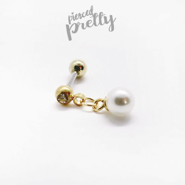 20g, 16g Pearl dangle cartilage ear stud, Tragus ear stud labret, 316l surgical steel, Cartilage earring tragus helix, Labret bar(optional), 1pc - Image 2