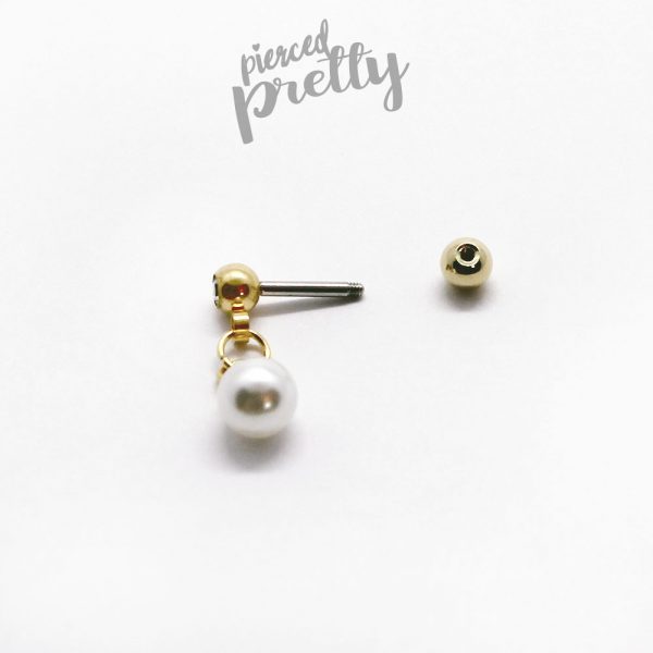 20g, 16g Pearl dangle cartilage ear stud, Tragus ear stud labret, 316l surgical steel, Cartilage earring tragus helix, Labret bar(optional), 1pc - Image 3