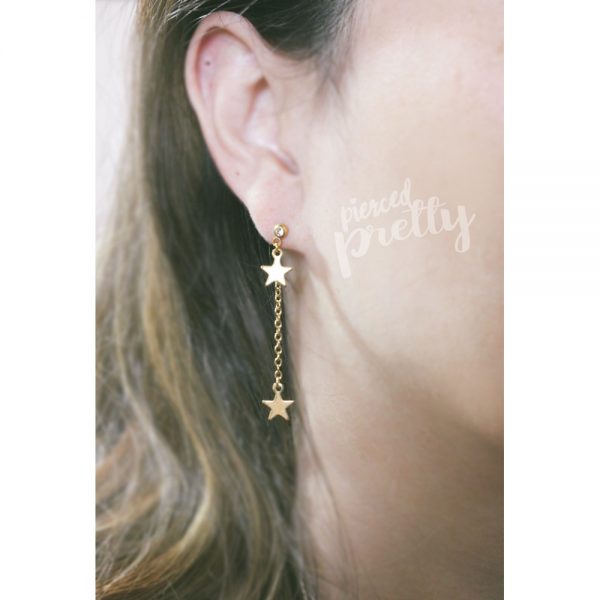 16g 20g Star dangle chain earrings, 316l / 304 Stainless steel, Long chain dangle earrings - Image 6