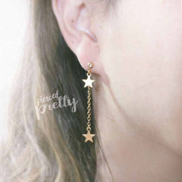 16g 20g Star dangle chain earrings, 316l / 304 Stainless steel, Long chain dangle earrings - Image 5