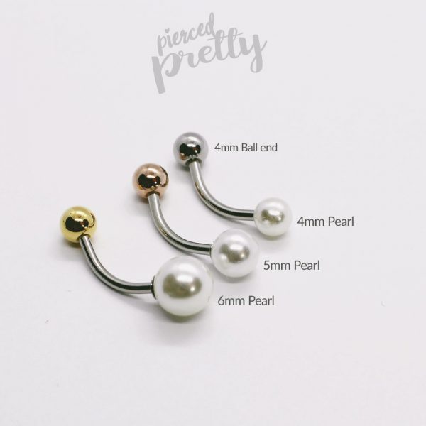 16g 4 5 6mm Pearl chain curved barbell, Double chain rook ear studs, snug outer helix daith rook cartilage jewelry, Eyebrow ring, Belly button ring - Image 5