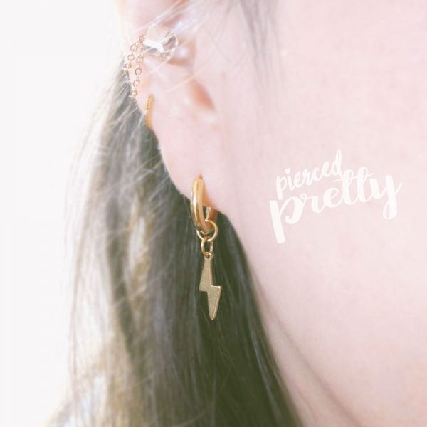 18g 316L Surgical steel lightning bolt hoops, silver, gold, hypoallergenic earrings jewelry, Ear lobes hoops, Sold in pairs - Image 6