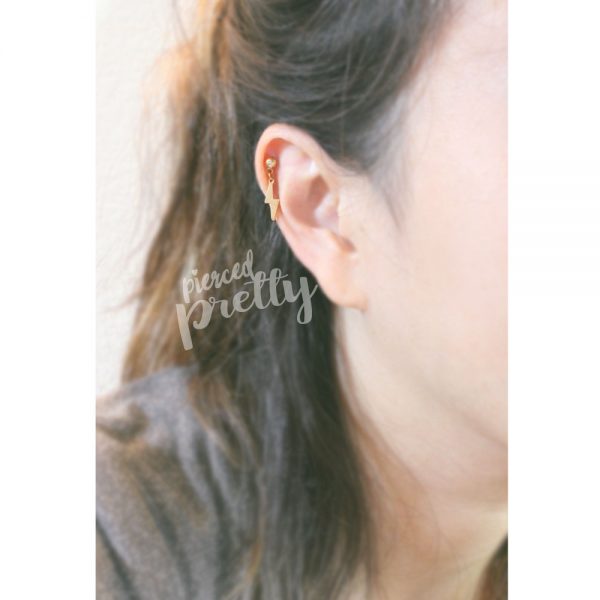 20g, 16g Lightening bolt dangle cartilage ear stud, Tragus ear stud labret, 316l surgical steel, Tragus helix, Labret bar(optional), 1pc - Image 6