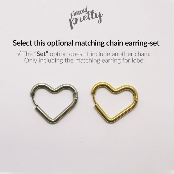 18g 16g Helix to lobe heart hoop chain earring, helix hoop chain earring, ear cartilage chain jewelry, Kpop Style heart hoops, 304 / 316l Stainless Steel - Image 6